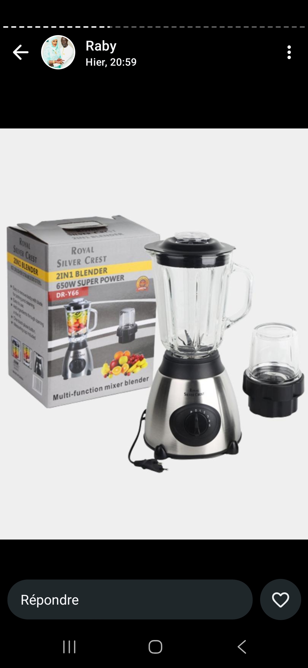 Mixeur blender deux en un