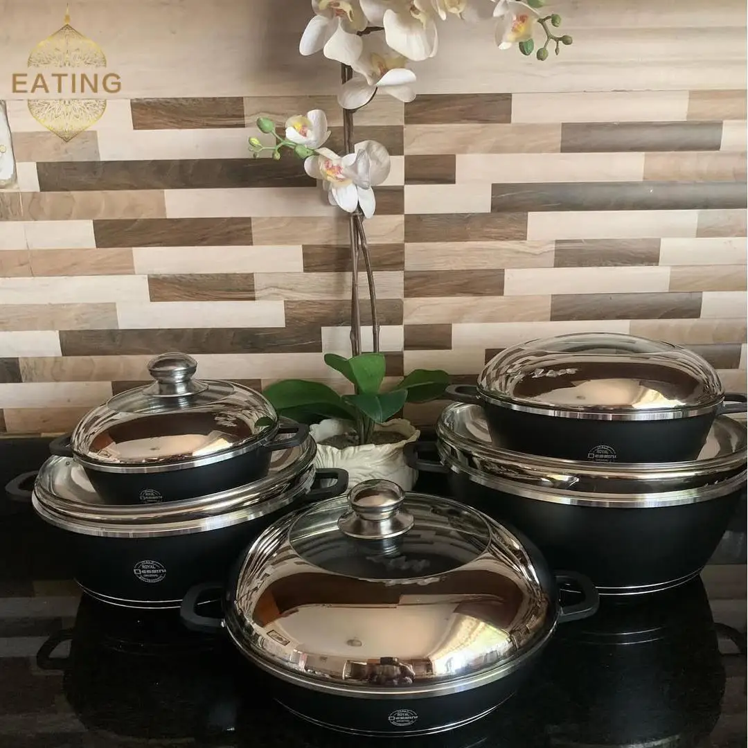 Serie casseroles aluminium anti-adhesif couvercle en verre