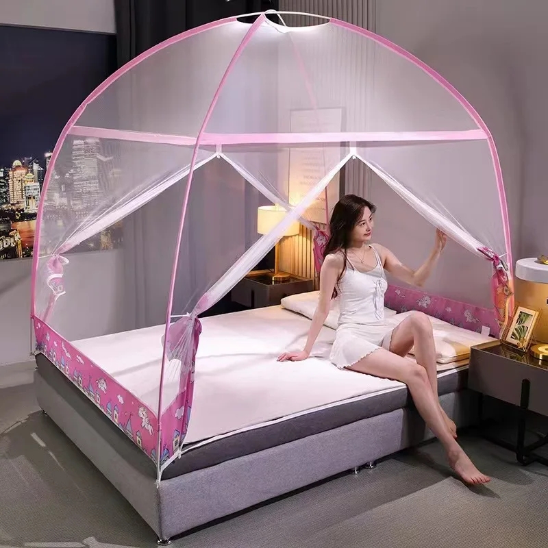 Moustiquaire Portable Pliante, Fermeture à Glissière Ouverte Rapidement, Entièrement Fermée, Anti-buée, Gril, Tente, Double Porte, Couvre-Lit,