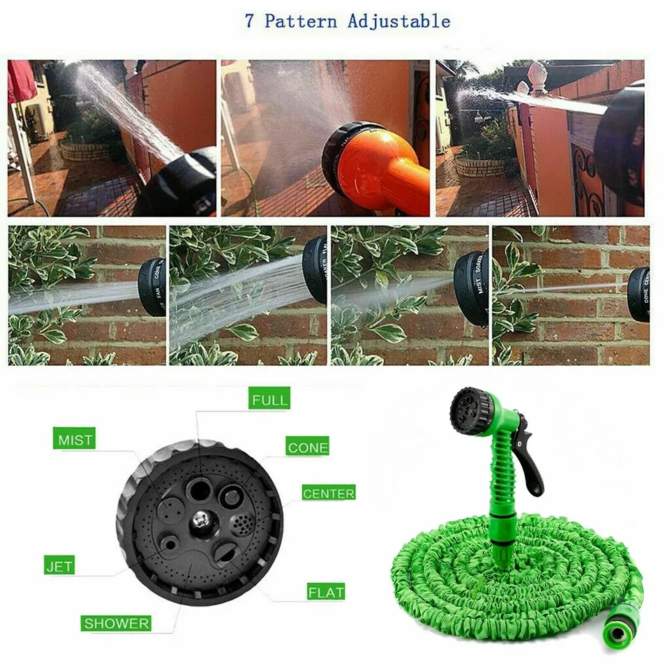 Kit de tuyau de pistolet à eau extensible en PVC, magique, avec 6 modes de pulvérisation, pour le jardin, la ferme, l'irrigation et le lavage de voiture 30 metres