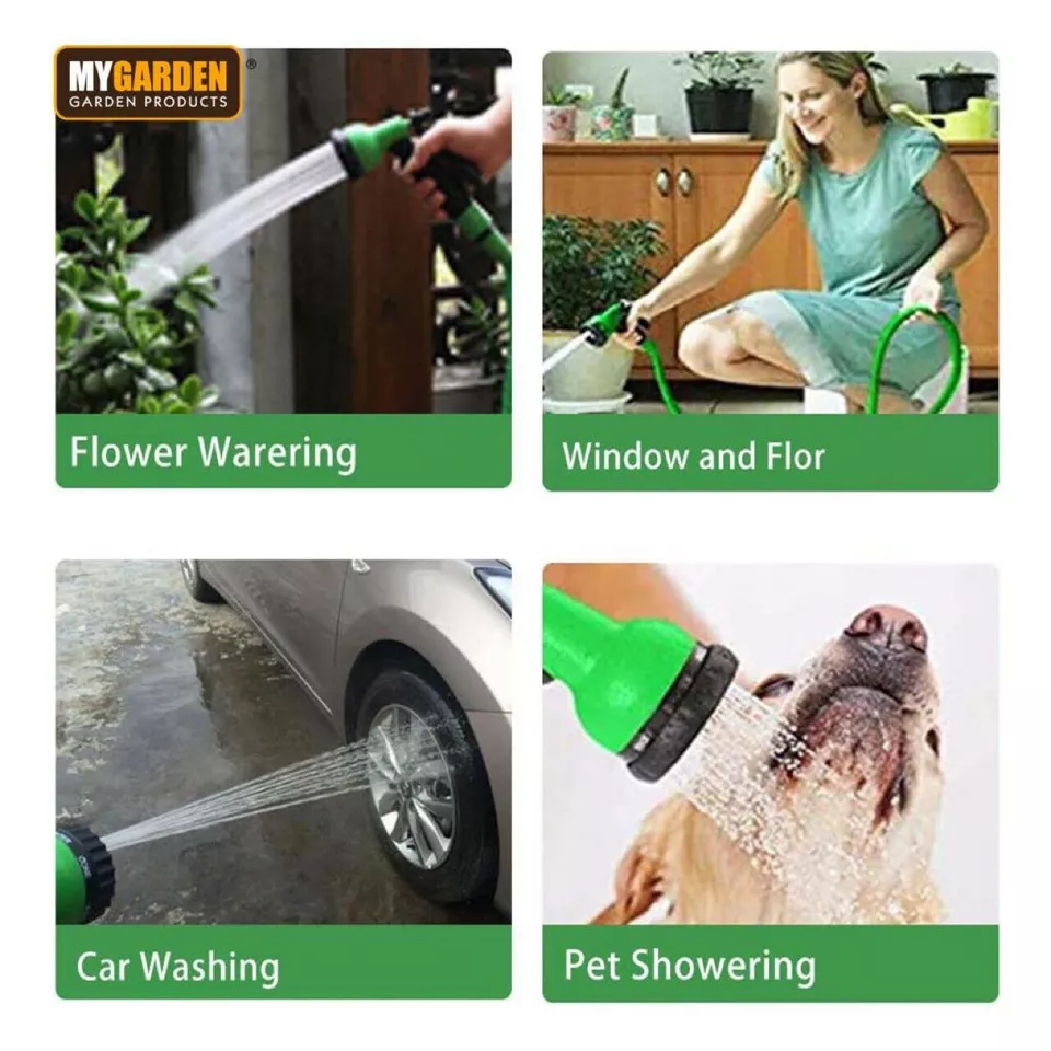 Kit de tuyau de pistolet à eau extensible en PVC, magique, avec 6 modes de pulvérisation, pour le jardin, la ferme, l'irrigation et le lavage de voiture 30 metres