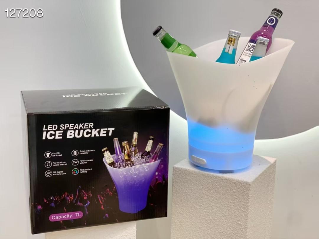 Seau à glace électroluminescent Bluetooth, lumière LED, petit seau à bière Audio Portable, seau à glace de Camping, Bar, ustensiles de Bar, accessoires d'ambiance.